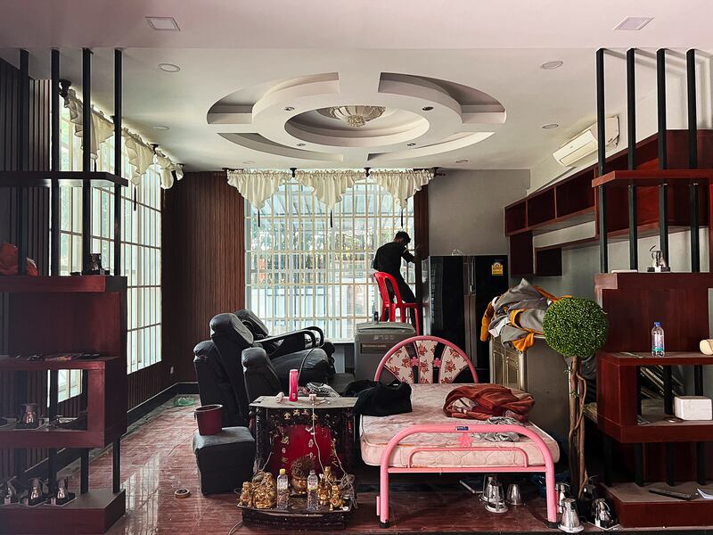 Inside one of the two villas where about 30 surrogates, including Hun Daneth, were arrested in 2018, in Phnom Penh. Photograph: Nadia Shira Cohen/The New York Times