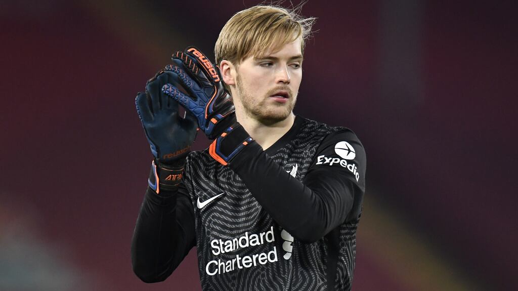 Caoimhín Kelleher is in line for a recall for Liverpool’s FA Cup trip to play Manchester United at Old Trafford on Sunday afternoon. Photograph: Peter Powell/Getty Images