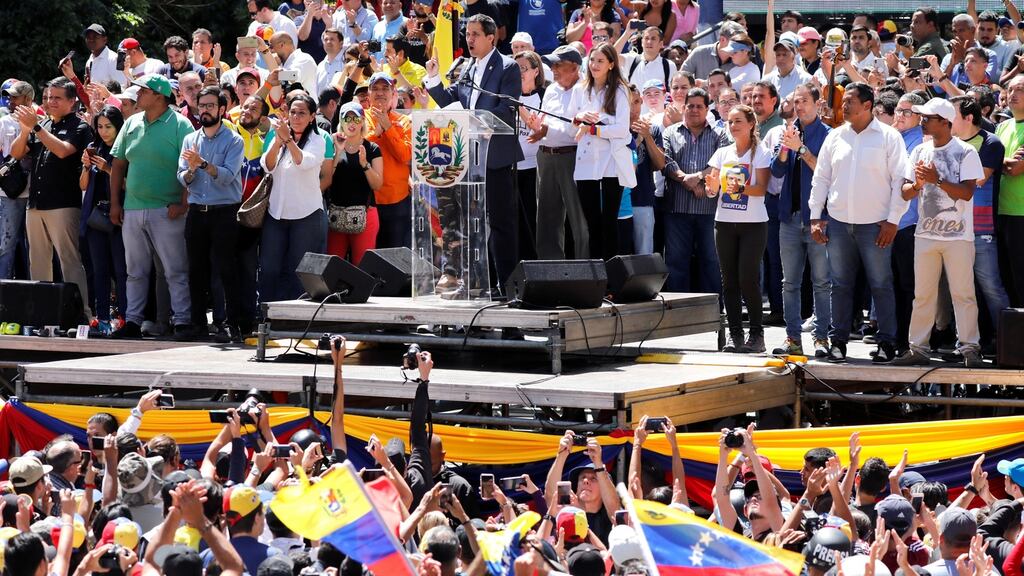 Venezuelan opposition leader Juan Guaido, who many nations have recognised as the country’s rightful interim ruler. PhotographL Reuters/Manaure Quintero