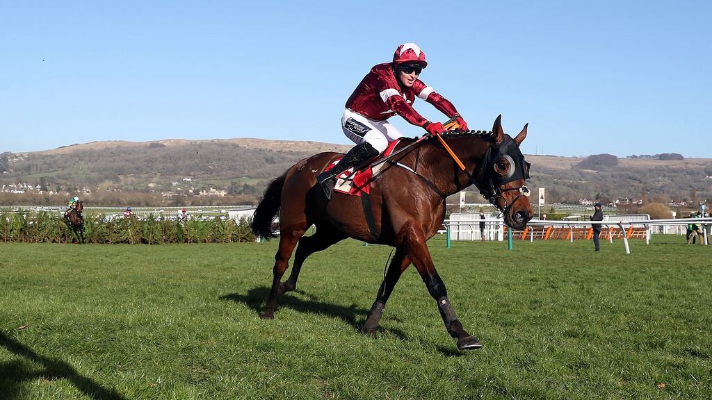 Tiger Roll ridden by Keith Donoghue on their way to winning the Cross Country Chase at Cheltenham. Photo: David Davies/PA Wire for the Jockey Club