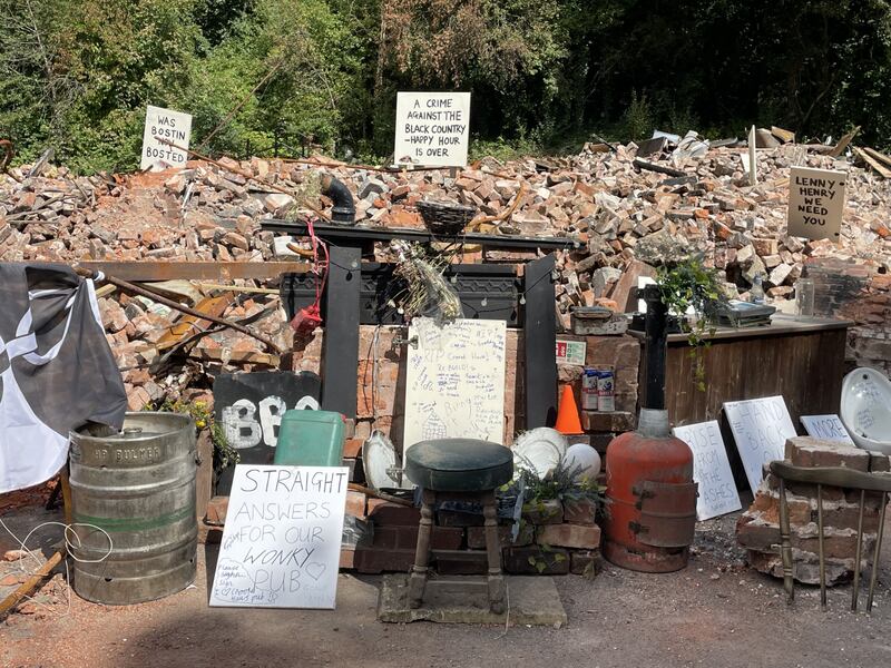 The demolished Crooked House pub near Dudley, West Midlands in August. Photograph: Matthew Cooper/PA Wire