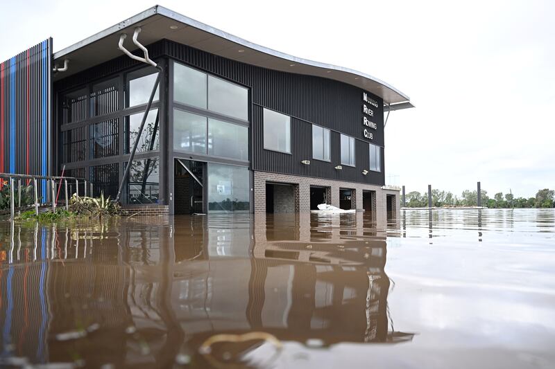 Australia floods: The flooded Manning River Rowing Club. Photograph: Saeed Khan/AFP/ Getty Images