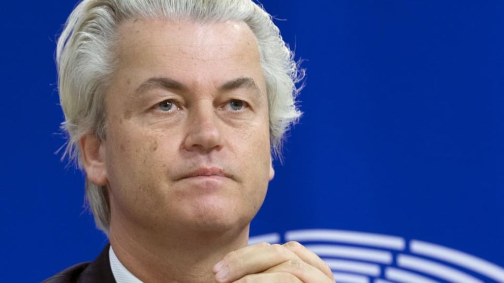 Right-wing Dutch politician Geert Wilders at the European Parliament in Brussels, Belgium, yesterday. Photograph: Yves Herman/Reuters
