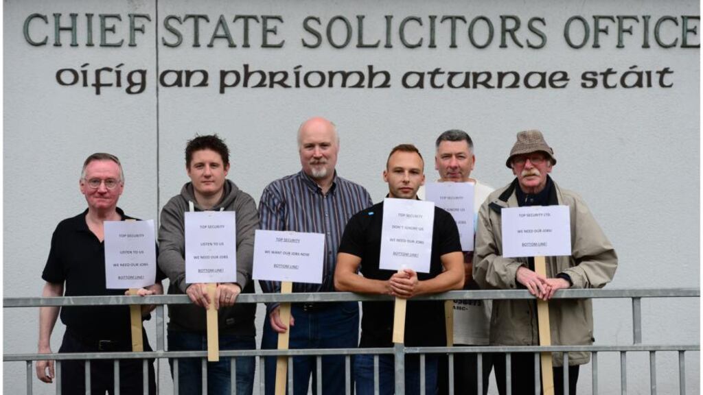 Members of Siptu protest at the Chief State Solicitor’s Office yesterday. Photograph: Bryan O’Brien/The Irish Times