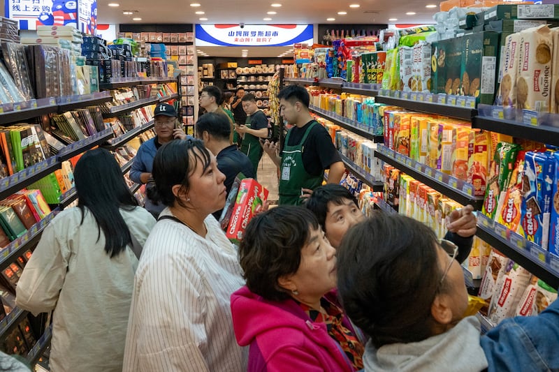 Shoppers at a Russian-themed store in Manzhouli this month. Photograph: New York Times