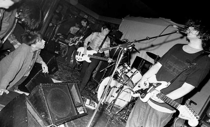 My Bloody Valentine on stage in London in 1990: 'You can still hear that dark power inside their music, it has that seductive honey melody thing on top, but also the dissonance and noise mixed in as well,' Robb says. Photograph: Martyn Goodacre/Getty