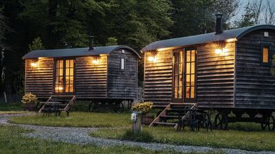Shepherd’s huts provide self-catering accommodation on the grounds of Virginia Park Lodge