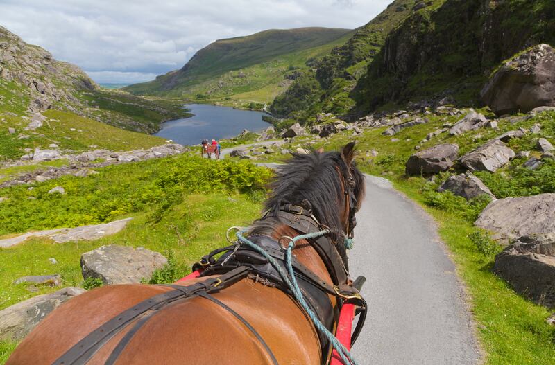 A horse and jaunting car at the Gap of Dunloe in Co Kerry. Photograph: PA Thompson/Getty Images