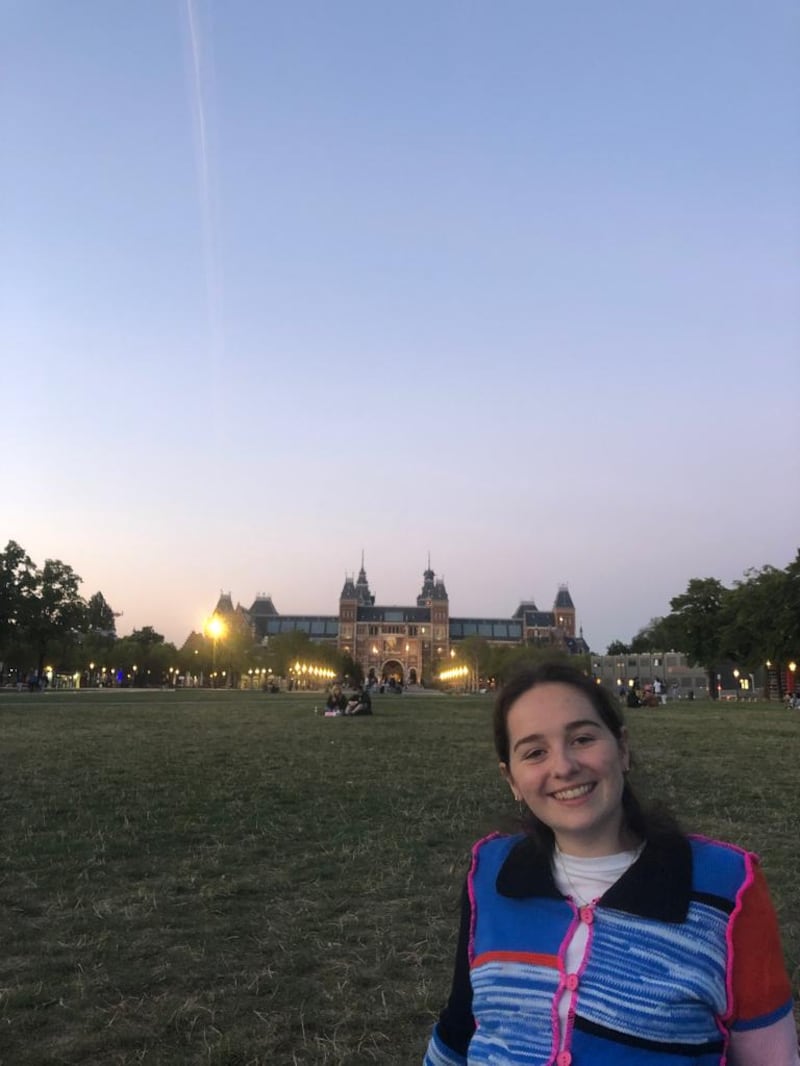 Molly Furey in front of the Rijksmuseum in Amsterdam
