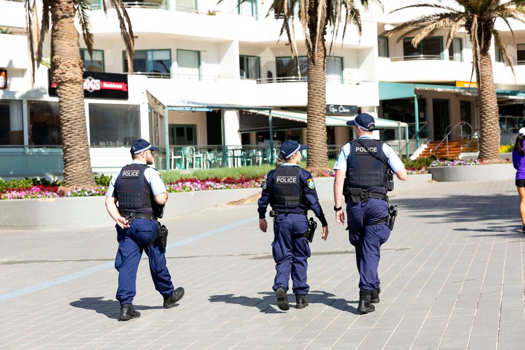 New South Wales police officers patrolling streets in Cronulla in 2020. Photograph: iStock