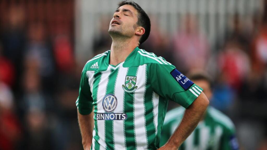 Kevin O’Connor equalised late on for of Bray Wanderers before getting his marching orders at Thomond Park. Photograph: Cathal Noonan/Inpho  Kevin O’Connor equalised late on for of Bray Wanderers before getting his marching orders at Thomond Park. Photograph: Cathal Noonan/Inpho