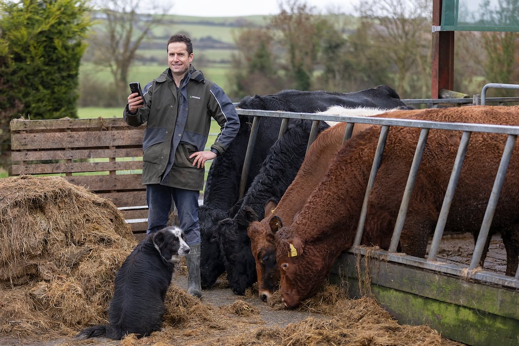 Tipperary farmer Noel Clancy, who does video calls to primary and secondary schools from his working farm. Photograph: John D Kelly