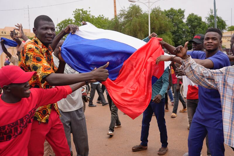 Anti-government rotester Omar Issaka said: 'We’re fed up. We’re going to collaborate with Russia now.' Photograph: Sam Mednick/AP