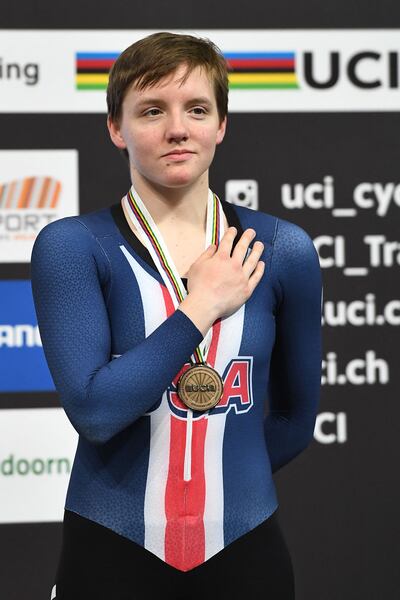 Kelly Catlin was a US track cyclist, who had been a three-time world champion and Olympic silver medallist. There were catastrophic gaps in her treatment for concussion prior to her sad passing. Photograph: Emmanuel Dunand/AFP/Getty Images