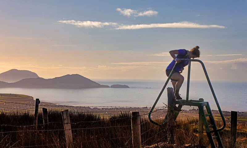 Athlete Lianne Van Dijk competing in the Waterville Trailrunning Festival on Saturday morning. Photograph: Valerie O'Sullivan