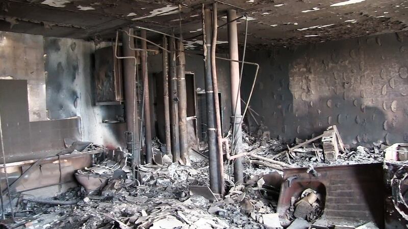 Screengrab taken from video issued by the Metropolitan Police of footage inside Grenfell Tower in west London. Photograph: Metropolitan Police/PA Wire