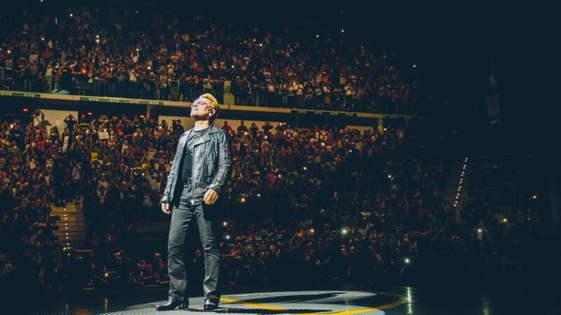 Bono savours the moment on the first leg of the band’s European tour. Photograph: Danny North