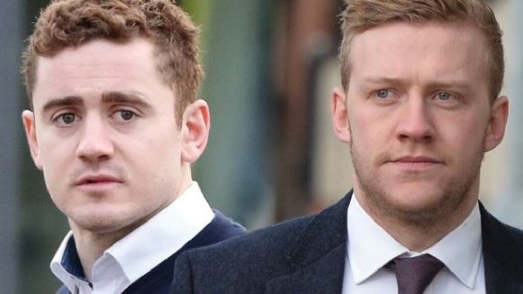 Paddy Jackson and Stuart Olding (right) who were both found not guilty of the rape of 19-year-old student.