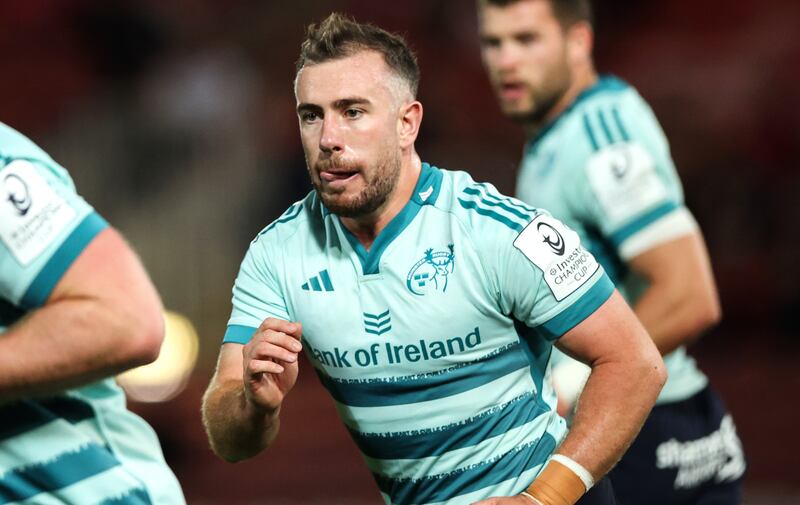 Munster's JJ Hanrahan during last Friday's preseason friendly against Gloucester at Kingsholm Stadium. Photograph: Billy Stickland/Impho
