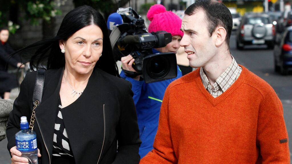 Leon Keogh of Castletimon Road, Kilmore, Dublin, and his mother Natalie O’Hanlon outside the High Court where they settled their case against the Rotunda maternity hospital in Dublin over the circumstances of his birth and his care in December, 1991. Photograph: Collins Courts.