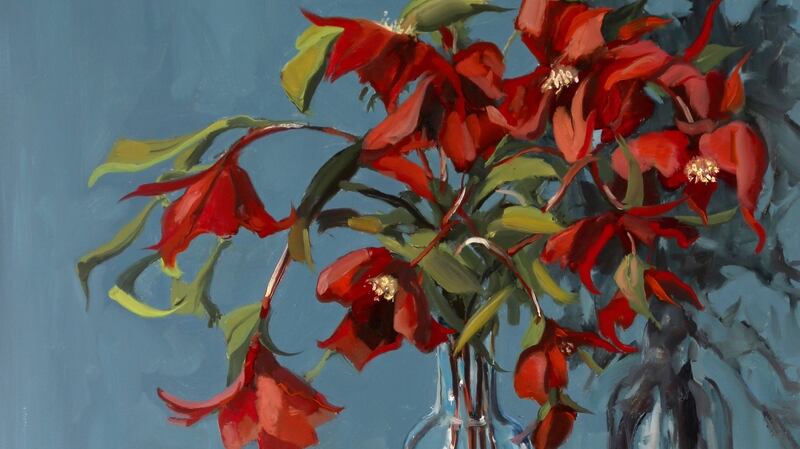 Still Life with Hellebores to be auctioned for Peter McVerry Trust by Adam’s of Blackrock at artist Gerard Byrnes’ studio in Ranelagh