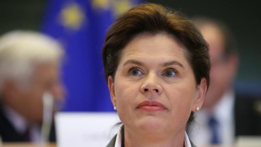 Members of the European Parliament’s Environment committee, and Industry, Research and Energy committee, rejected the former Slovenian prime minister Alenka Bratusek who had been nominated for the European Commission. Photograph: Olivier Hoslet/EPA