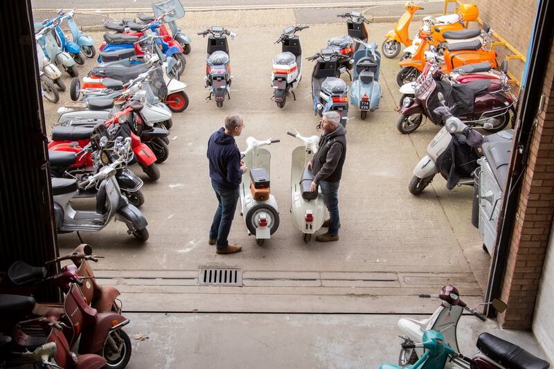 Retrospective Scooters is in London’s East End, in Walthamstow. Photograph: Sophie Stafford/New York Times