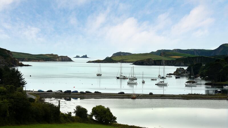 Castlehaven Bay, West Cork, Ireland, with the Stags in the distance.