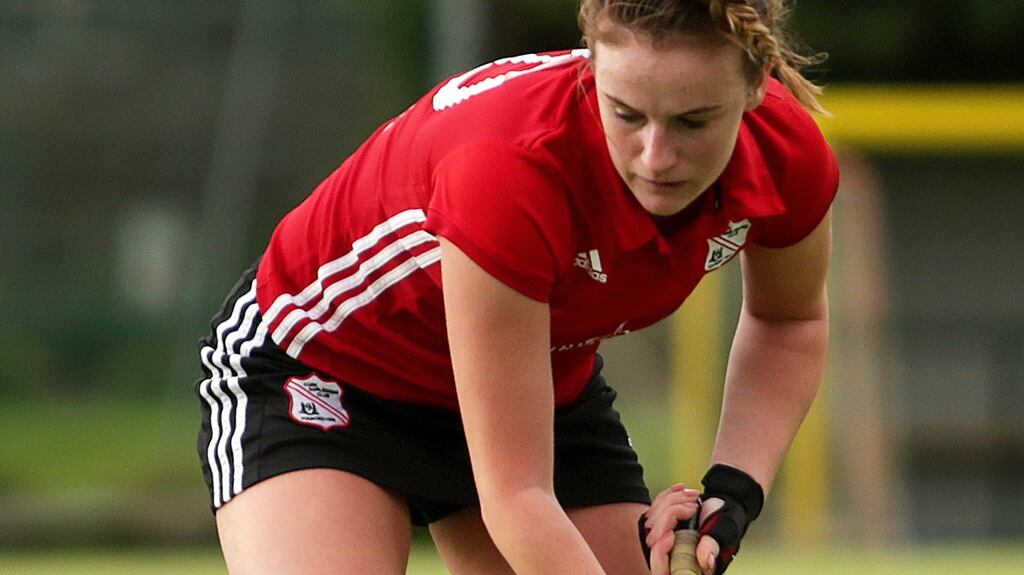 Emma Barber took a direct shot from the corner for the Cork Harlequins, 12 minutes from time. Photograph: Laszlo Geczo/Inpho