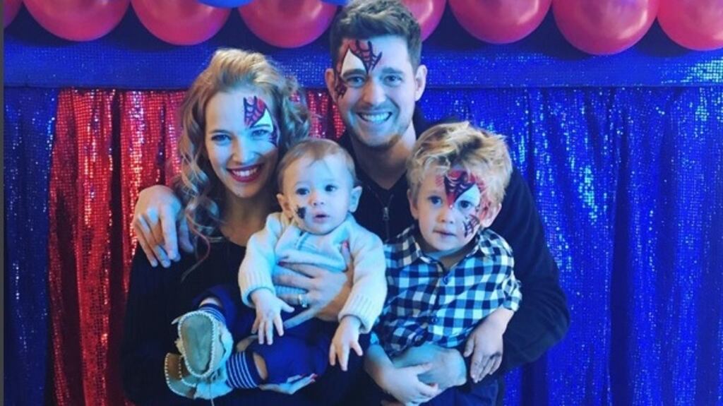 Michael Bublé and wife Luisana Lopilato with sons Noah and Elias in an Instagram photograph.