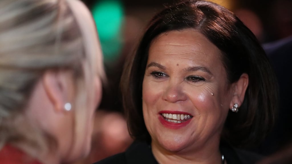 Michelle O’Neill and Mary Lou McDonald at Sinn Féin’s general election candidate launch in Dublin. Photograph: Niall Carson/PA Wire