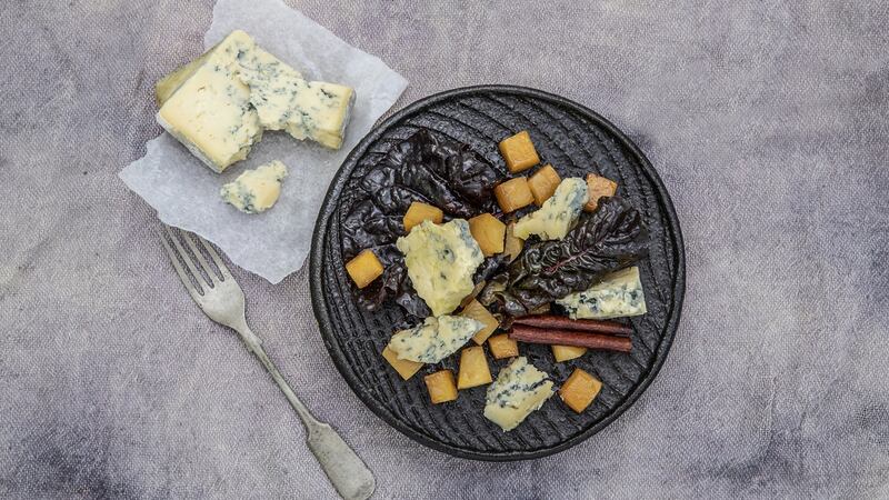 Cider glazed turnips with Crozier Blue and chard