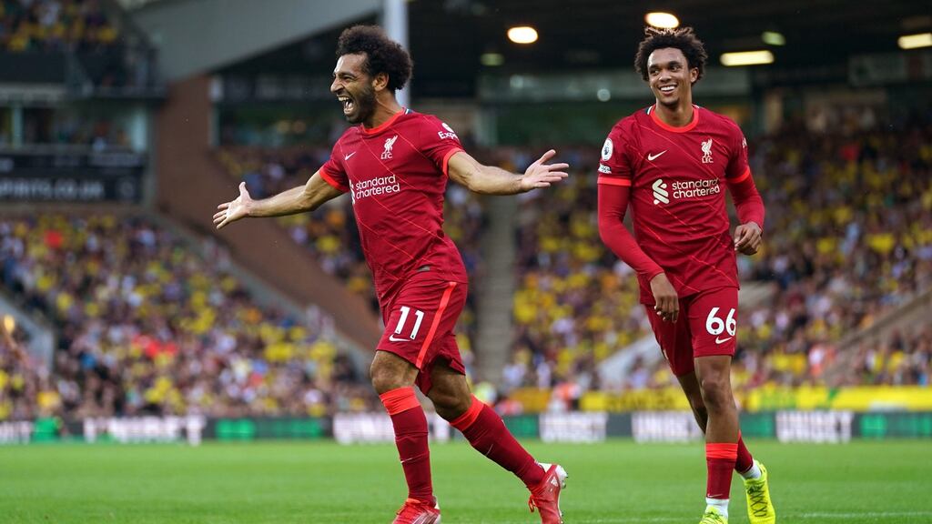 Liverpool’s Mohamed Salah became the first player in Premier League history to score in five consecutive opening day fixtures last weekend. Photograph: Joe Giddens/PA Wire