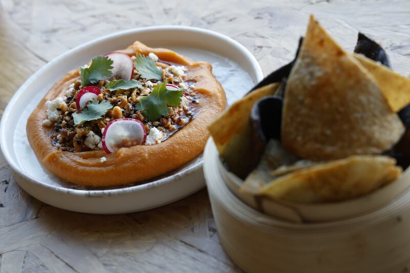 Camotito, queso fresco – sweet potato, fresh cheese and salsa macha. Photograph: Nick Bradshaw