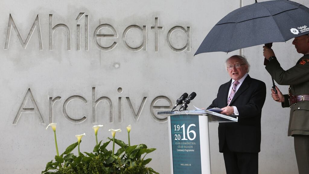 President Michael D Higgins  opens the the new Military Archives building. Photograph: Brian Lawless/PA Wire