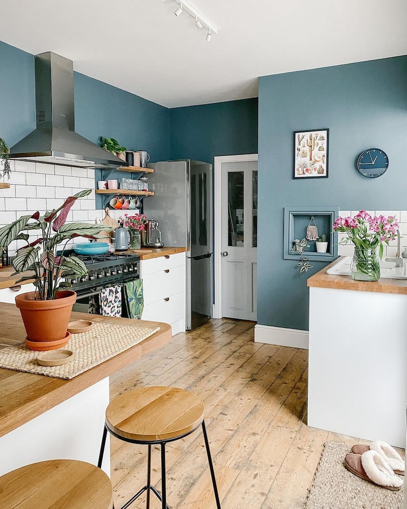 Sarah Lloyd: 'When using blue, for a harmonious look, consider balancing the colour with neutral furniture.' Photograph: Valspar Paint/@littlebristolterrace/PA