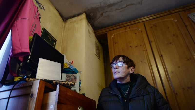 Geraldine Holland at home in Pearse House flats. Photograph: Alan Betson