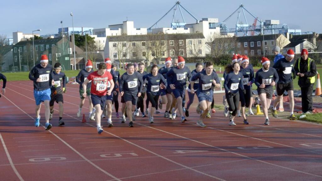 The Irish Dairy Board mile in aid of Goal at Irishtown stadium just before last Christmas. Photograph: Brenda Fitzsimons