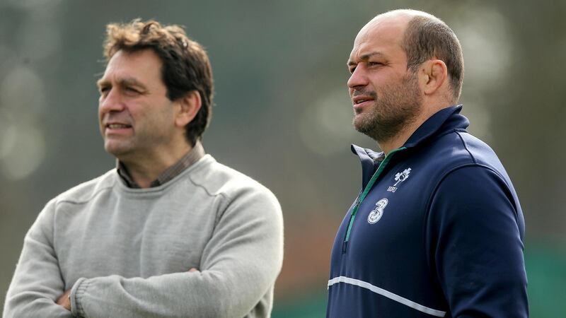 Ireland captain Rory Best with IRFU high performance director David Nucifora. Photograph: Donall Farmer/Inpho