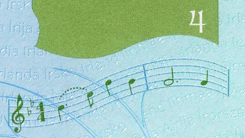 The musical notation that appears on every left-hand page of our Irish passports is Paddy Heeney’s music hall tune. Photograph: Dara Mac Donaill