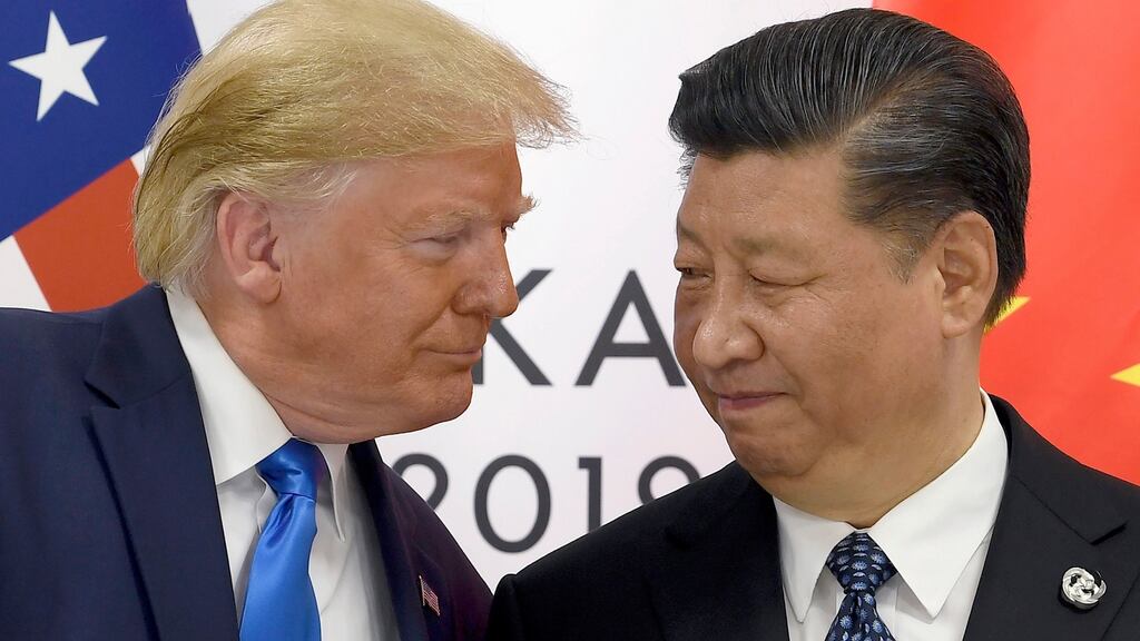 US president Donald Trump meets Chinese president Xi Jinping during a meeting on the sidelines of the G20 summit in Osaka, Japan on Saturday. Photograph: AP