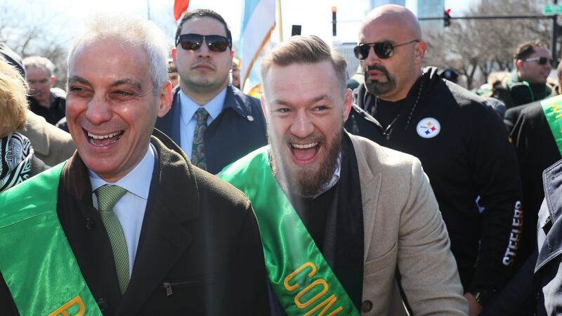 Mixed martial arts fighter Conor McGregor participating in the St Patrick’s Day parade in Chicago on Saturday. Photograph: Brian Lawless/PA
