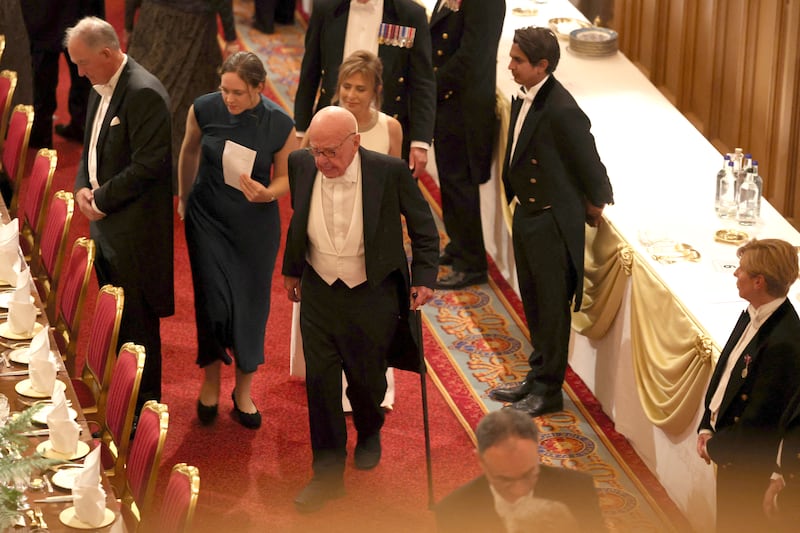 Rupert Murdoch arrives to attend the state banquet. Photograph: Phil Noble/WPA Pool/Getty Images