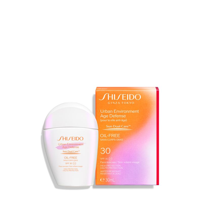 Shiseido Urban Environment Oil-Free Sun Care Emulsion SPF30 (€40 at Arnotts and pharmacies nationwide)