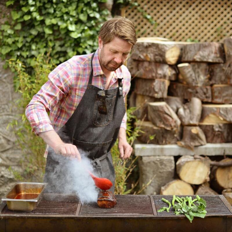 Ian Marconi uses wood and charcoal grills. Photograph: Dara Mac Dónaill