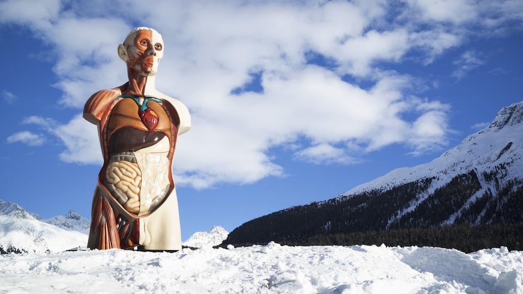 Damien Hirst: Temple (2008) installed in St Moritz. Photograph: Felix Friedmann/© Damien Hirst and Science Ltd. All rights reserved, DACS 2021