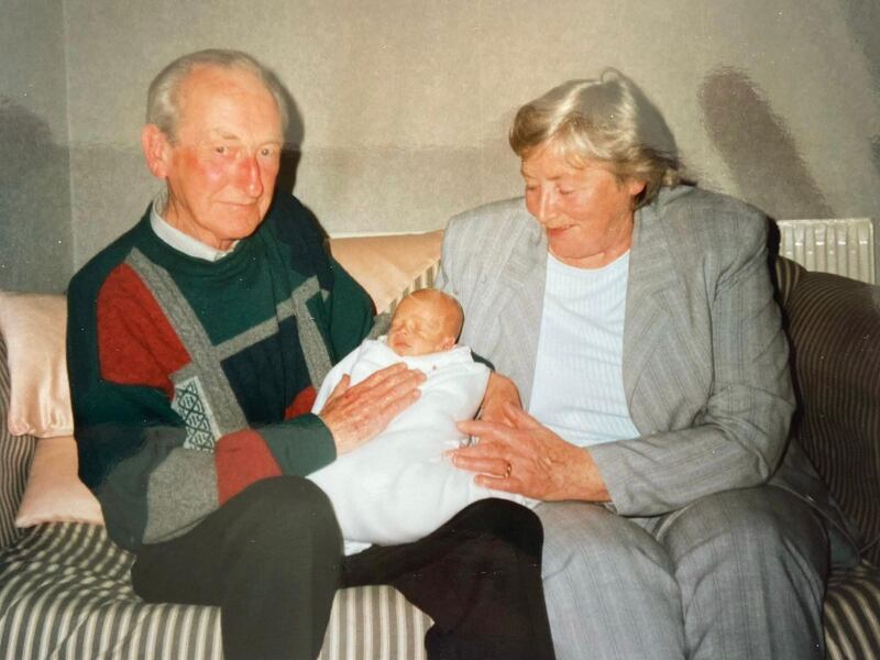 Jack Conneely as a baby with his grandfather Jack and grandmother Sheila.