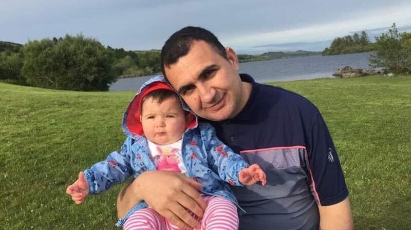Karzan Sabah Ahmed with his daughter Lina: His PhD set to be awarded, he had been snapped up for a post-doctoral research role with Teagasc in Carlow.