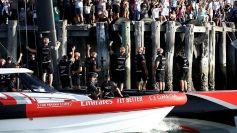 Team New Zealand after their 2021 America’s Cup victory. Photo: Phil Walter/Getty Images