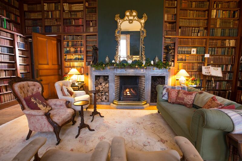 The library at Clonalis House, Castlerea, Co Roscommon. Photograph: Brian Farrell